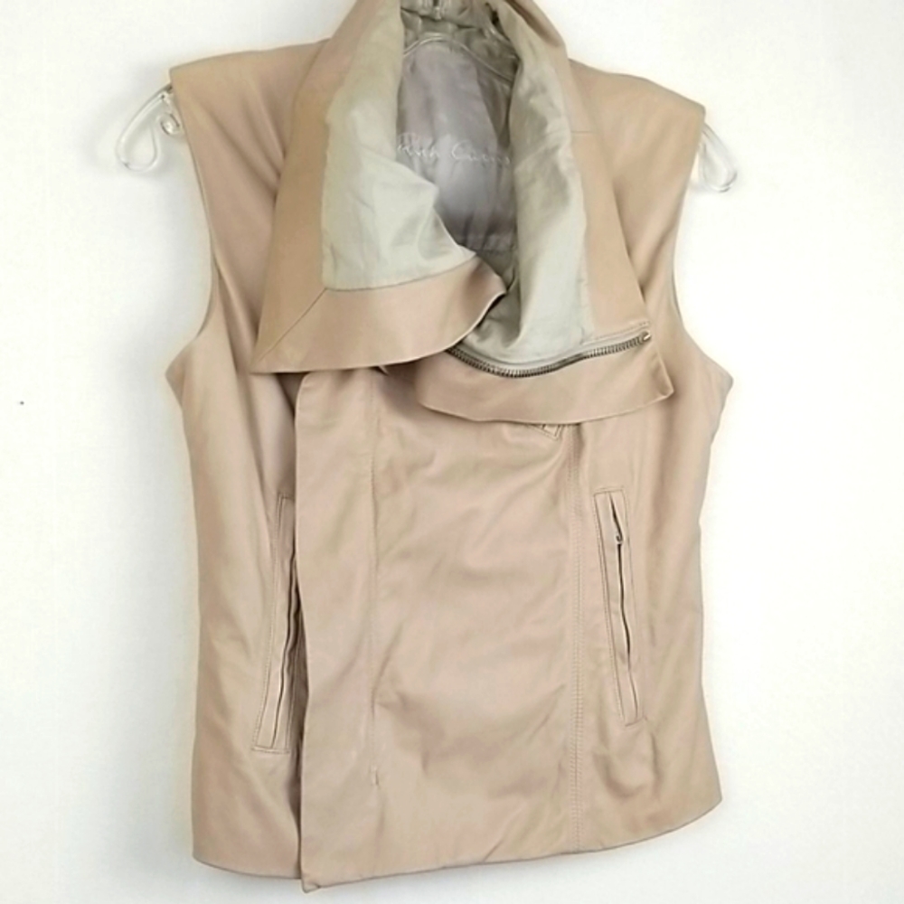 Rick Owens Biker Leather Blistered Sleeveless Vest In Pearl Size 6 - Picture 4 of 15